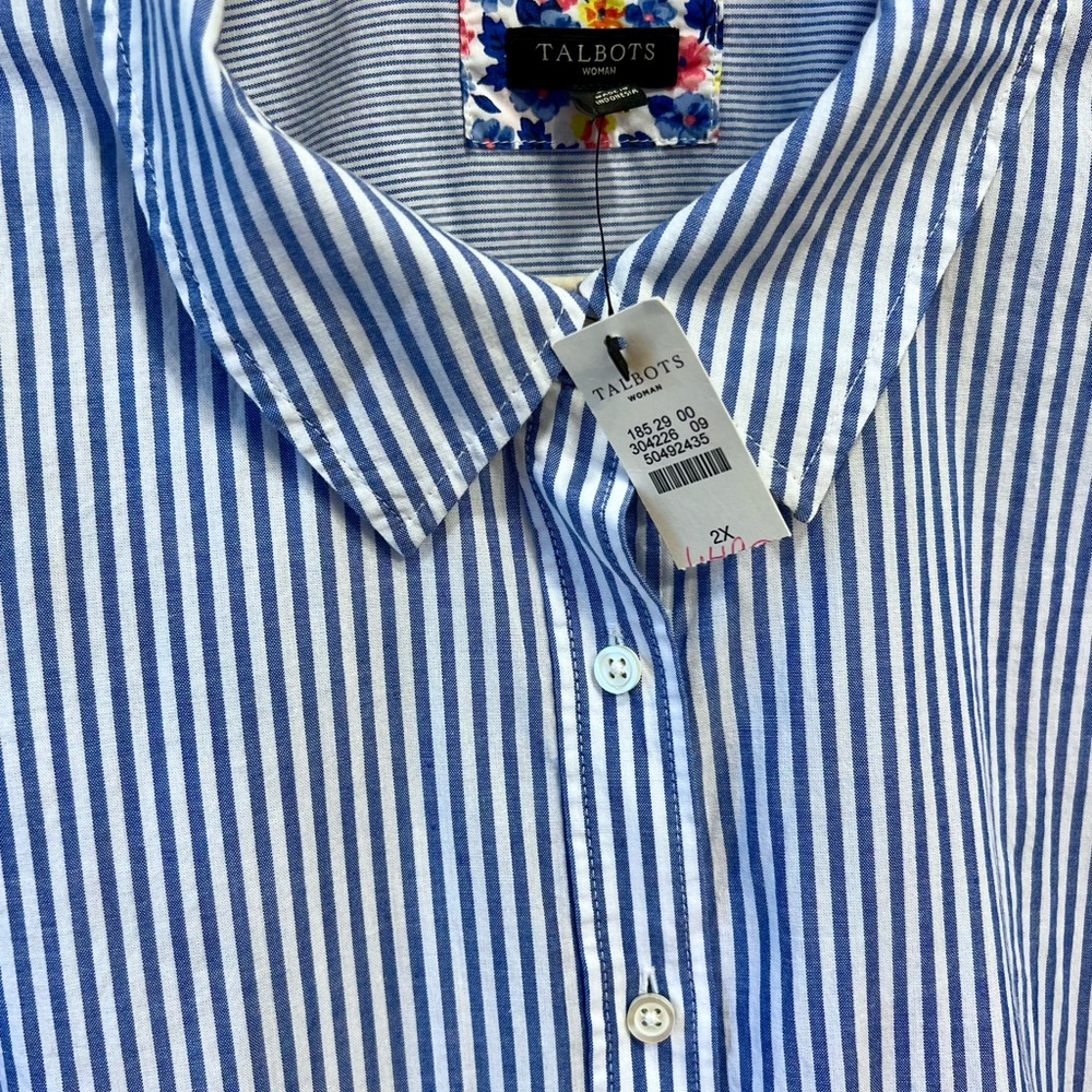 NWT TALBOTS LONG SLEEVE STRIPED SHIRT - Picture 4 of 6
